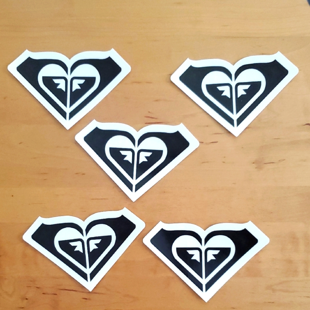 Roxy Black and White Logo Stickers Lot Of 5 ,